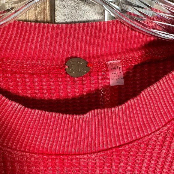 Free People FP One Cropped Interlaken Top in Red - Picture 6 of 9